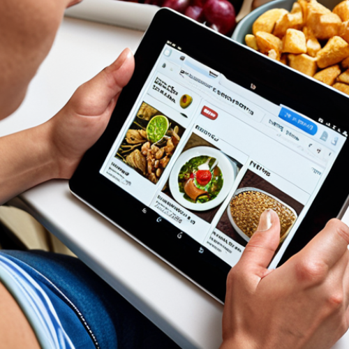 ** A person thoughtfully curating their news feed on a tablet, deleting distracting sources and adding enriching ones. Focus on the concept of "informational nutrition" like choosing healthy foods.

**