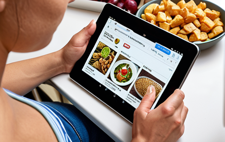 ** A person thoughtfully curating their news feed on a tablet, deleting distracting sources and adding enriching ones. Focus on the concept of "informational nutrition" like choosing healthy foods.

**